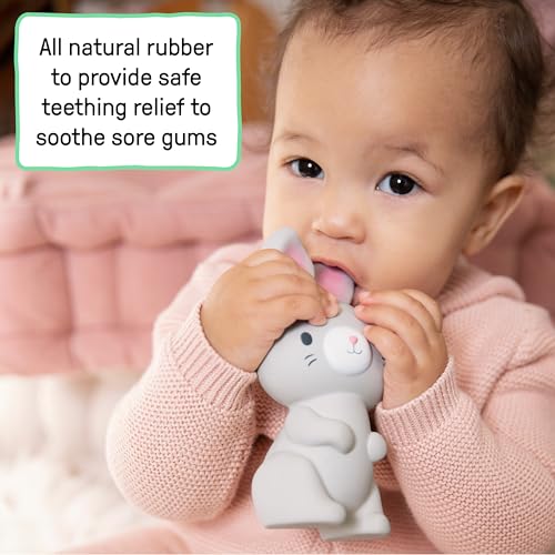 Image of Sylvi Natural Rubber Baby Teether Toy, Rabbit Teething Toy for Sore Gums 0-6 Months, Soft Sensory Chew Toy Easy to Grasp for Infants 0+ Months, Gender Neutral