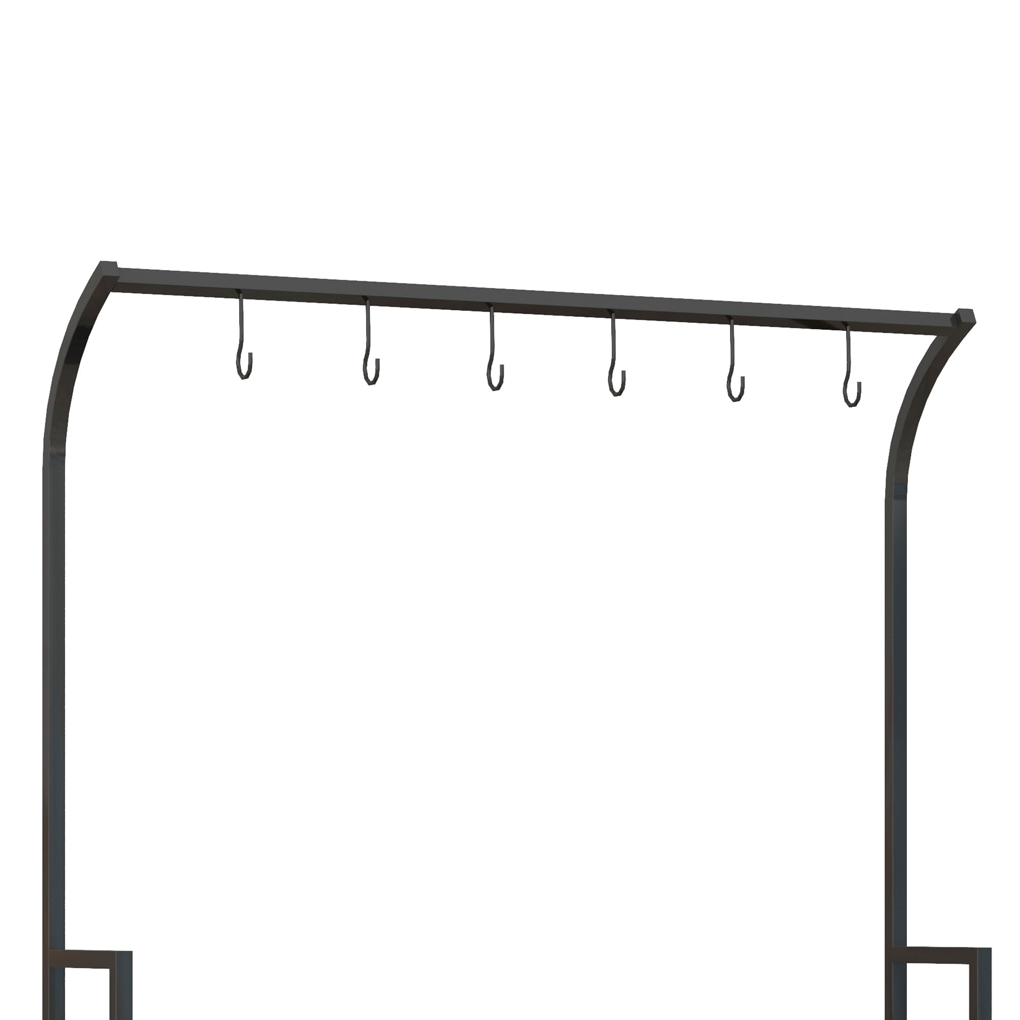 Outsunny Support pour plantes à 3 niveaux, étagère à fleurs avec 6 crochets, escalier pour plantes, étagère pour jardin, acier, noir, 110 x 50 x 170 cm