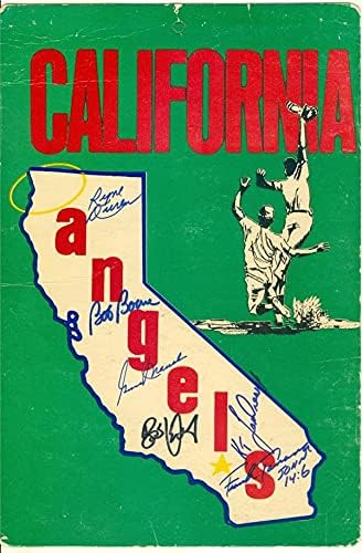 Autograph Warehouse 625122 8 x 11 in. California Angels Autographed Logo Board - Gene Mauch Ryne Duren Bob Boone Kipper Ken Lendreaux Frank Tanana