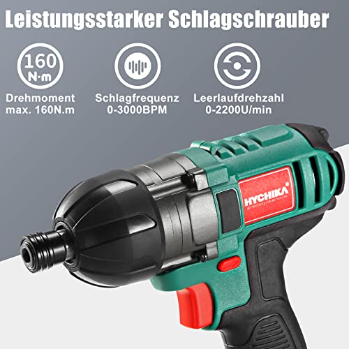 Akkuschrauber 18V 35Nm und Schlagschrauber 160Nm, HYCHIKA Combo Kit mit 2X2,0Ah Batterien, 22 Stücke Zubehör, LED Licht… – Bild 4