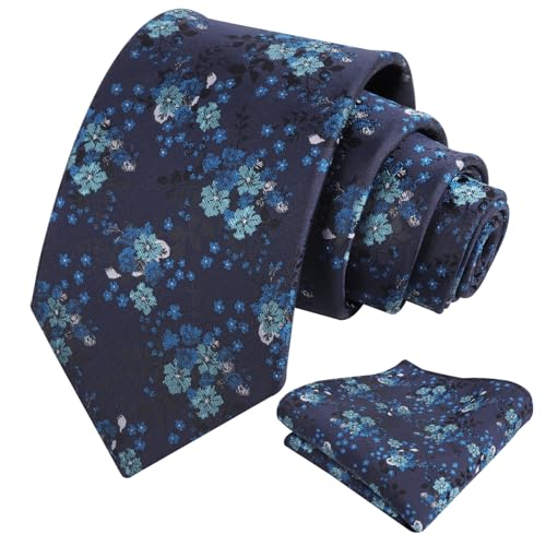 Image of Alizeal Mens 3.15inches Delicate Floral Tie with Small Flower Printed Handkerchief Set