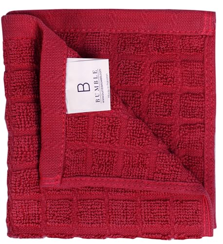 Image of Bumble Dish Cloths (6 Pack) | 12 inch x 12 inch | 100% Cotton Kitchen Towels | 405 GSM | Soft, Highly Absorbent & Durable Dish Towels for Kitchen | Red