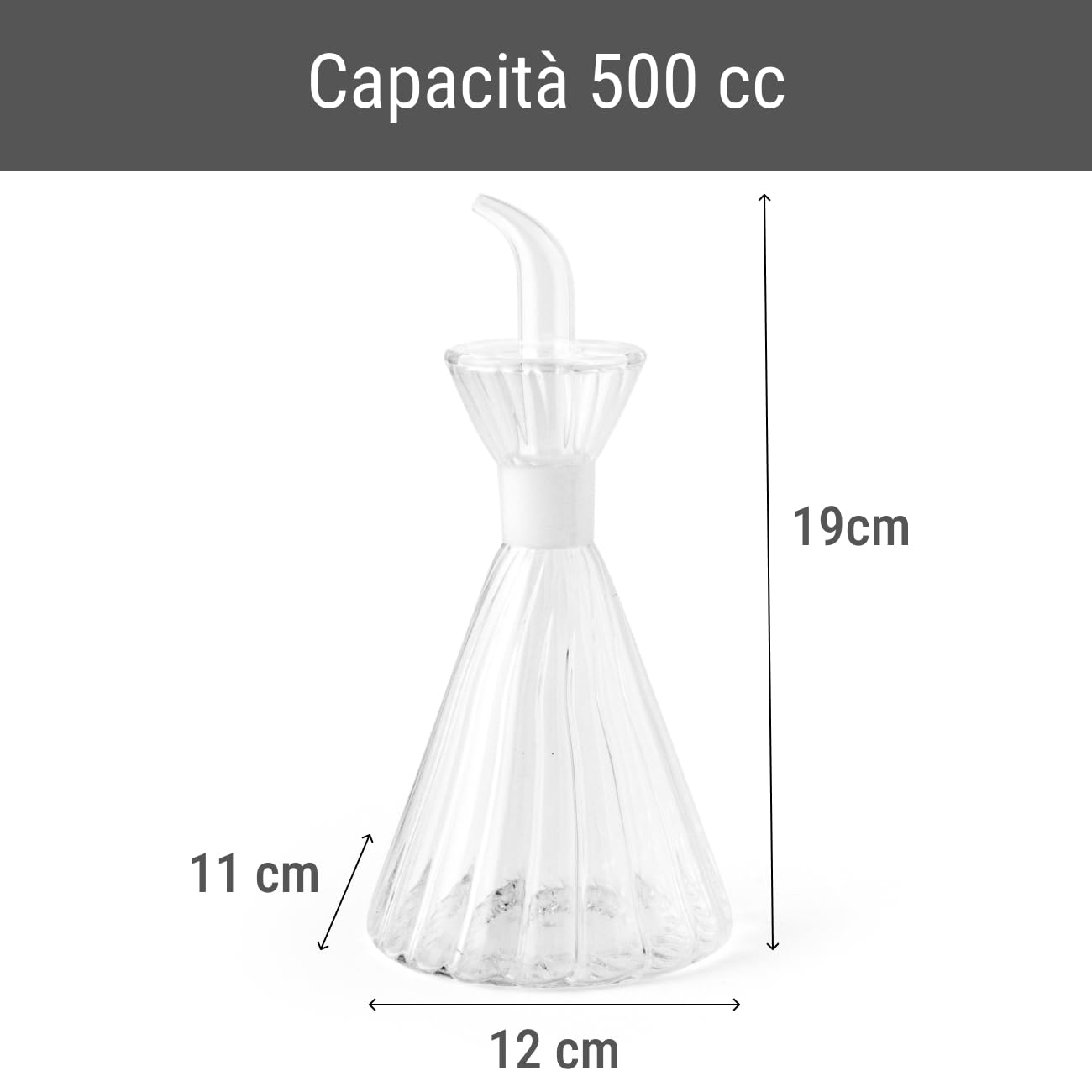 H&H, Oliera-Acetiera Aura, In vetro, borosilicato, trasparente, 500 cc