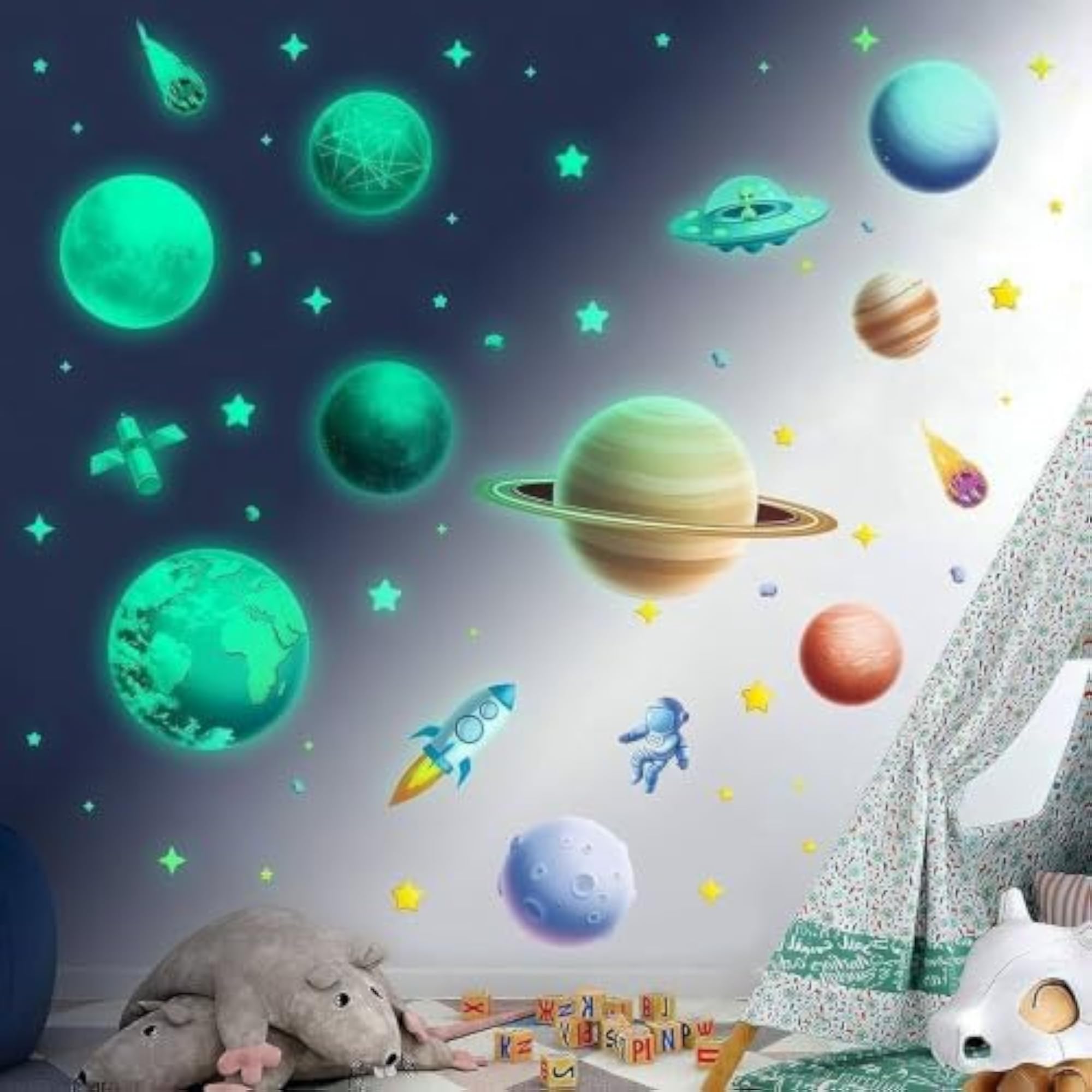 Glow in The Dark Stars and Moon Wall Stickers Set