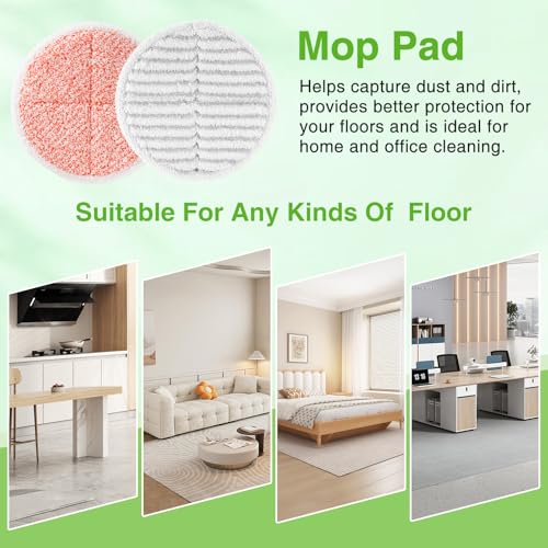 Image of 8 Pack Mop Pads Replacement Compatible with Bissell Spinwave 2124, 2039A, 2307, 23157, 23159, 20393, 20399 Hard Floor Spin Mop, 2 Soft Pads, 4 Scrubby Pads, 2 Heavy Scrub Pads
