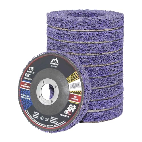 Merryland Disco de Limpieza 115 Pintura Óxido para Amoladora Angular, 115mm Púrpura Disco de Decapado Disco CSD 10 Piezas, Disco Abrasivo para Decapar Metal Acero INOX Hierro, Bravo-Line SB207114-10