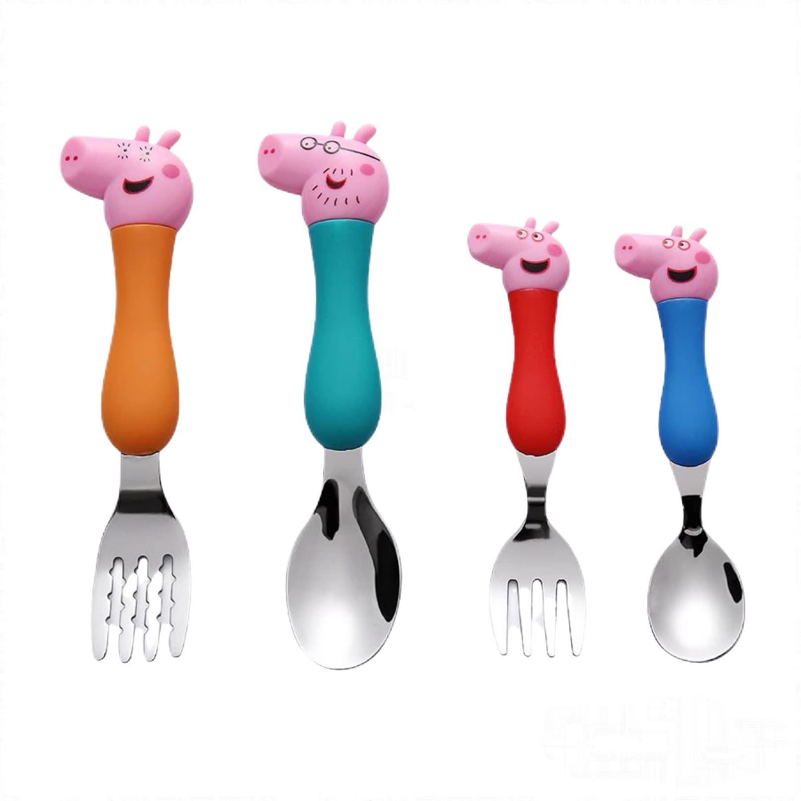 HIGHLAND Peppa Pig Cutlery - Peppa Pig Spoon and Fork Set - Peppa Pig Birthday Party Supplies – Peppa Pig Tableware – Kid’s Cutlery Set – Peppa Pig Theme Children’s Tableware