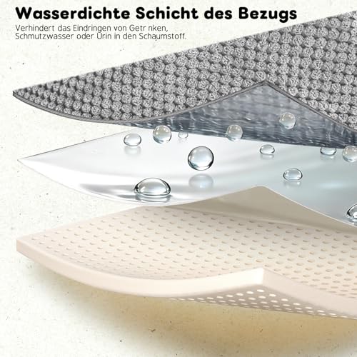 Thihome Hundetreppe für Kleine Hunde 3-Stufig, rutschfeste Haustiertreppe 40cm Hoch, Tragbar Hunderampe für Bett und Sofa, Treppe für Hunde mit Waschbarem Bezug und Rutschfestem Boden, Grau