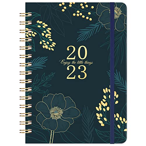 Terminplaner 2023 - Kalender 2023 von Januar 2023 bis Dezember 2023, Wochenplaner A5 mit Innentasche, Elastischer Verschluss, Kalender 2023 Buchkalender,21.3 x 14.7cm - Grün Cover