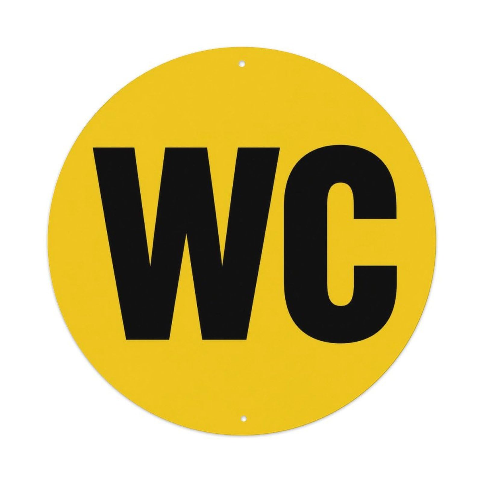 Olyhtr 8X8inch Classic Style Wc Yellow Black Bold Washroom Notice Classic Lettering Metal Tin Sign