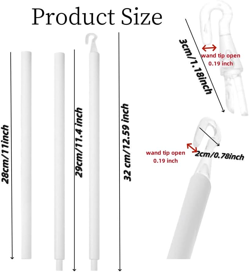 35 Inch Blind Wand Replacement with Hook for White Blinds (1 Set)