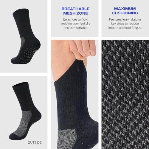 Image of CoolMate Mens Grip Socks, Non-Slip Mens Crew Socks for Hospital Elderly