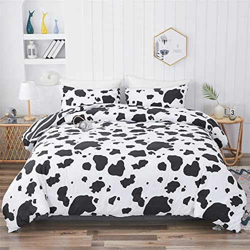 Lukery Reversible Juego de Ropa de Cama 3 Piezas, Vaca y Cebra Doble Lado Juego con Funda de Edredón, Microfibra Nórdico Juego de Funda Nórdica con 2 Fundas de Almohada (Vaca & Cebra,240 * 220cm)