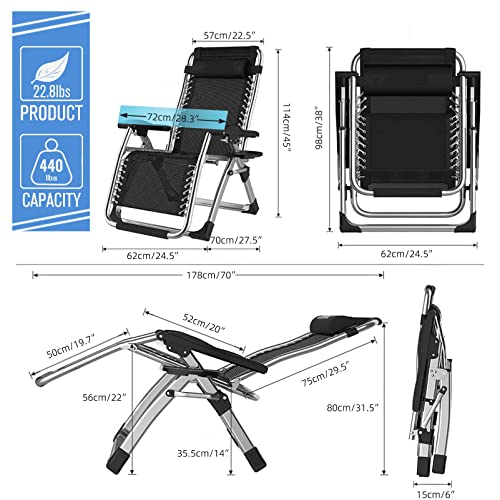 Zero Gravity Lounge Chair, Outdoor Chair, Patio Recliner Folding Reclining Chair With Padded Seat, Cool Mesh Back, Pillow, Cup Holder For Sports Yard Patio Lawn Camping Lounge Chair ( Color : Purple P #TOP2