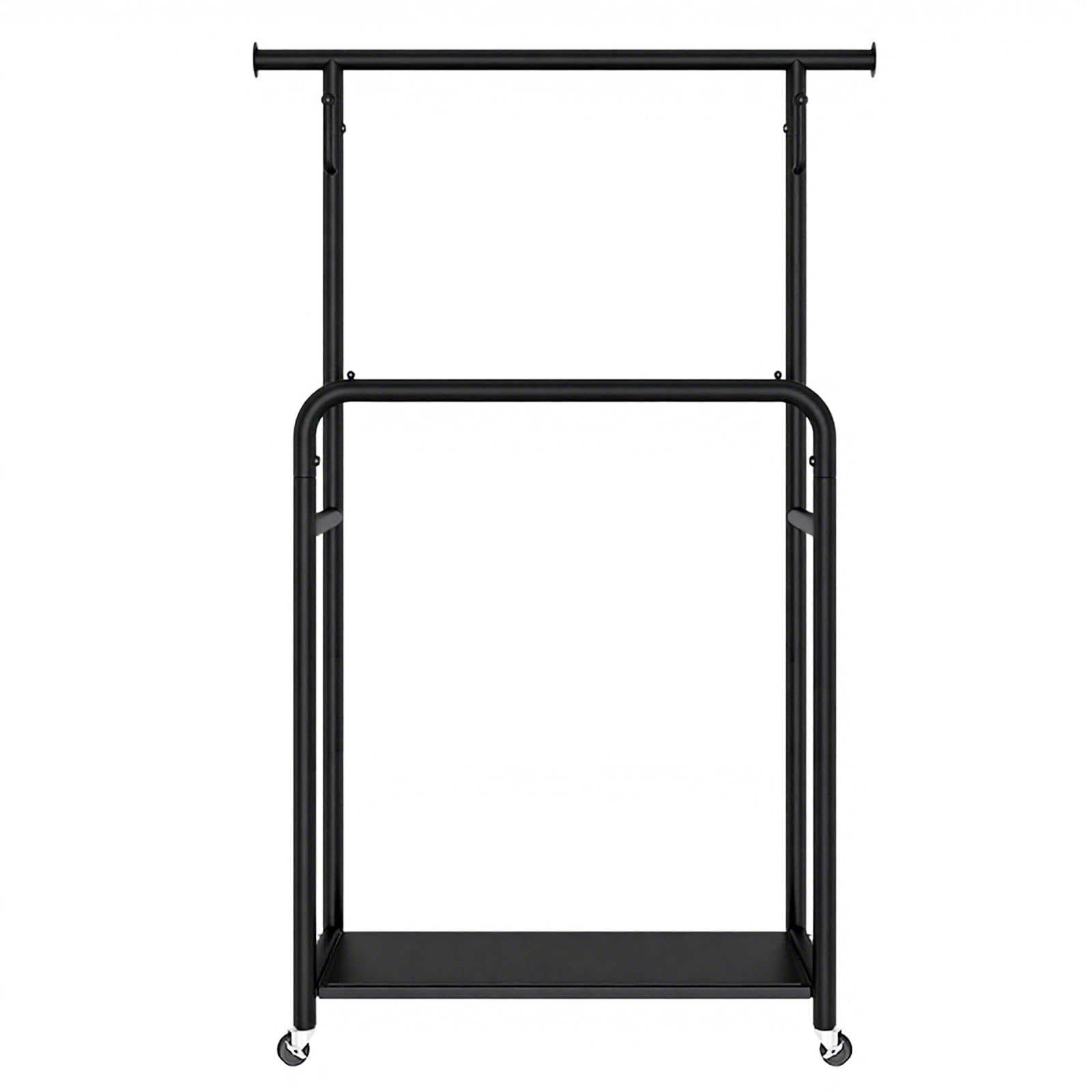 YNBSHGAA Portable Double Rod Garment Rack on Wheels Sturdy Metal Coat Hanger Gold Finish 120 cm for Bedroom Ideal for Heavy Coats and Jackets,Nero-80cm/31.5in