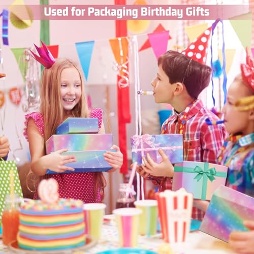 GAOHUI Wrapping Paper, Rainbow Gradient Birthday Wrapping Paper, Gift Wrap for Christmas, New Year, Mothers Day, Valentine Day, Birthday for Women and Girls, with Tape