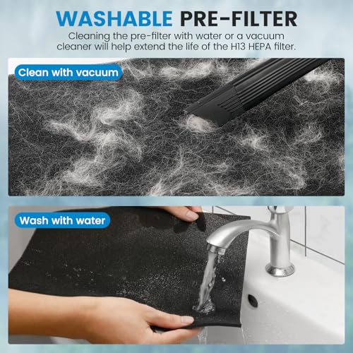 Image of KJ190L Pet Care Washable Filter For MOOKA KJ190L KJ190H Air Purifier, 3 Stage Filtration KJ190 Filter Removes Pollen Smoke Pet Hair Dust, More Activated Carbon For Pet Odor and Dander, 2 PACK for Pets