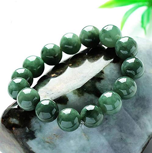 Bracelet jadéite naturelle birmane authentique perles de jade vert