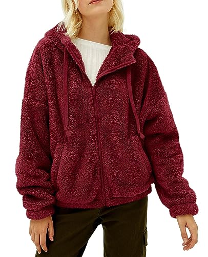 GAMISOTE Womens Fuzzy Sherpa Fleece Jacket Zip Up Oversized Winter Warm Sweatshirt Hoodies 2024