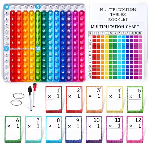 JoyCat Multiplication Flash Cards + Chart- 156 Hole Punched Math Game Flashcards for Kids Ages 8 and...