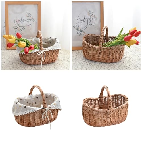 Cesta de mimbre resistente de diseño artesanal para almacenamiento de frutas 3