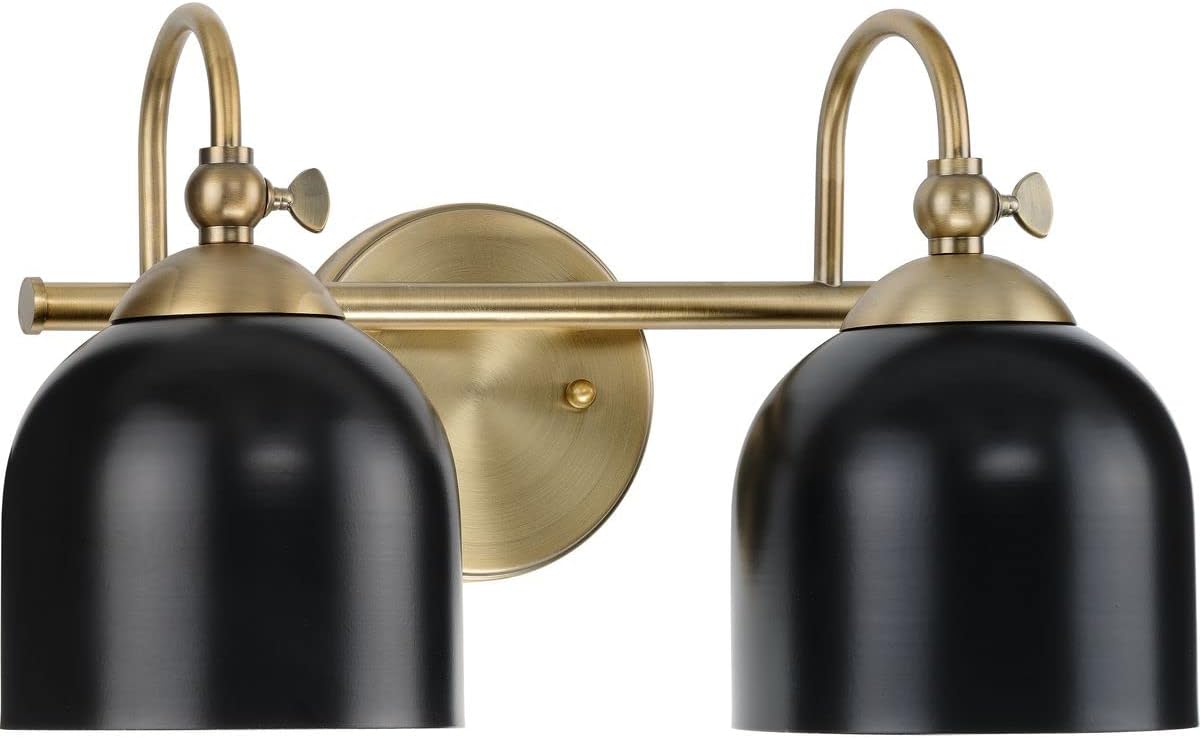 Progress Lighting Dalton Collection 15 in. 2-Light Vintage Brass Matte Black Vanity Light