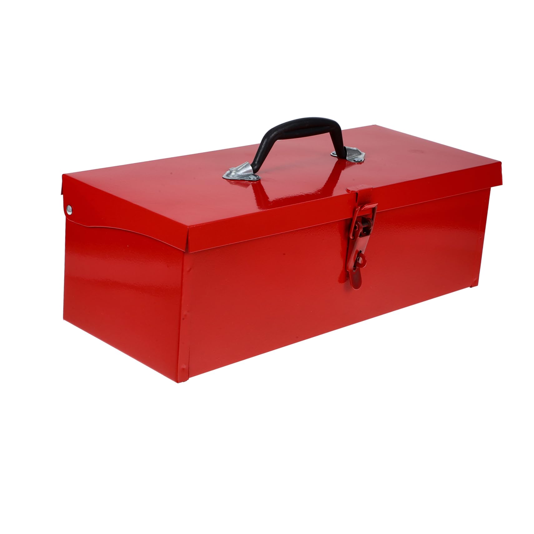Cassetta Porta Attrezzi Rossa in Ferro, Compatta e Portatile | Lamiera Robusta Apertura Facile, Chiusura a Fibbia, Cassetta Porta Attrezzi per Trattore Stile Casuale