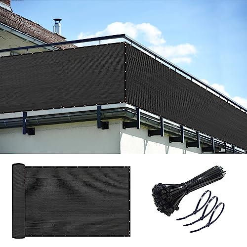 KANAGAWA 3ft x 10ft Privacy Screen Fence, 90% Blockage Heavy Duty 175 GSM Fencing Mesh Net Cover for Outdoor Wall Garden Yard Backyard 40 Cable Zip Ties Included Black