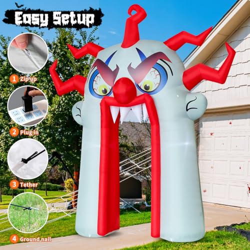 Image of GOOSH 12.8 FT Halloween Inflatable Clown Archway Outdoor Decorations Blow Up Yard with Halloween Arch Built-in LEDs for Garden Lawn Indoor Party Decor