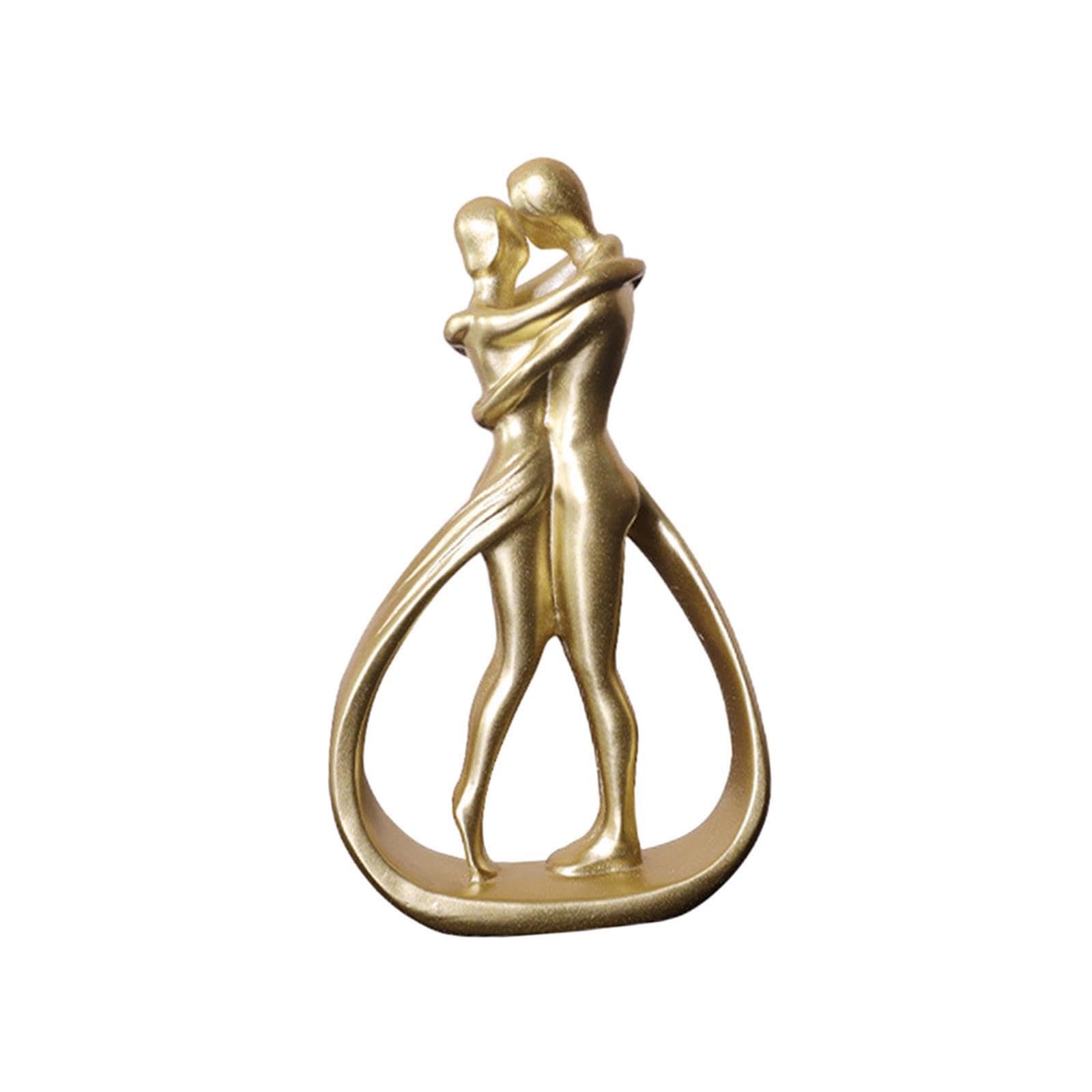 TWISAXC Modern Lovers Statue Sculpture Resin Abstract Couple Decor Delicate Art Sculpture For Bookshelf Fine Workmanship And Vivid Details Romantic Lovers, Gold