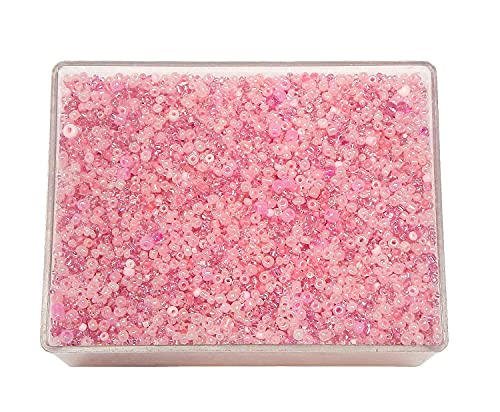 Perlin Pack of 3000 Glass Seed Beads 2 mm 3 mm 4 mm Round Pony Beads Mixed Sizes Colour Mix (Pink), 2mm 3mm 4mm - Image 2