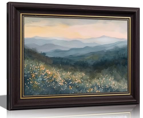 Dark Brown Framed Wall Art Winter Appalachian Mountains Canvas Print