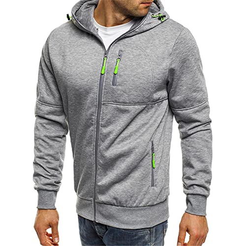 Hoodies for Men Zip Up,Mens Sports Casual Solid Coat Long Sleeve Lightweight Hooded Sweatshirt Outerwear with Pockets