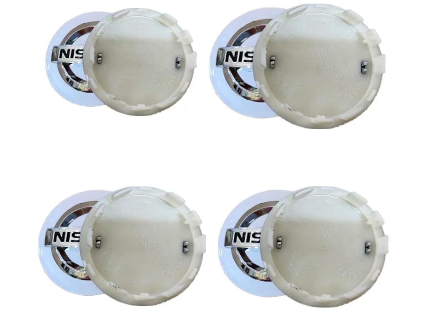 4 tapacubos centrales de rueda de 54 mm, color negro y plateado para Niss (plateado-54 mm)