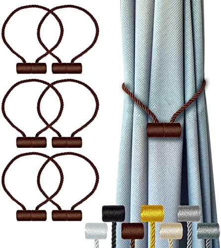Hion Magnetic Curtain Tiebacks Black 2 Pack, Curtain Tiebacks Buckles Holdbacks Holders Hooks Clip for Home Bedroom Office Decorative Thick or Thin Curtain