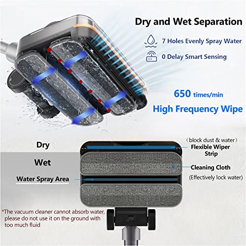 Electric Mop Head Attachment for Dyson V8 V10 V11 V15 V12slim Cordless Vacuum Cleaner Accessories, with LED UV,230ml Detachable Water Tank ,Home Hardwood Tiles Floor Cleaning Wet Dry Mop(Standard) - Image 5