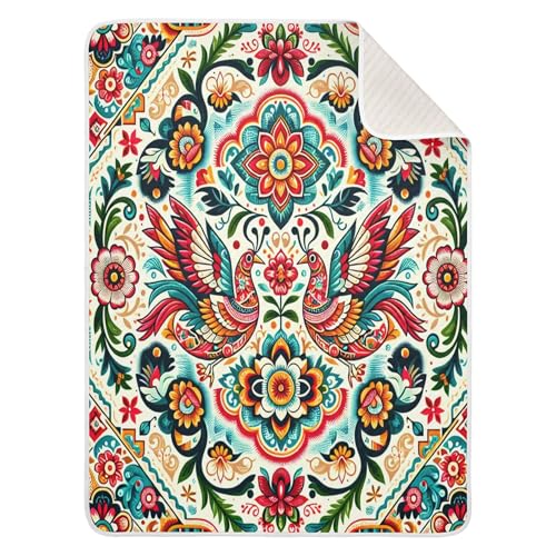 Burbuja Traditional Pattern Baby Blanket for Boys Girls, Nursery Soft Warm Swaddling Receiving Baby Blankets, 30x40 in Toddler Blanket