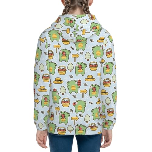 Cute Crocodile with Fruit Kids Pullover Hoodies Boys Sweatshirts Girls Athletic Clothes with Pocket4