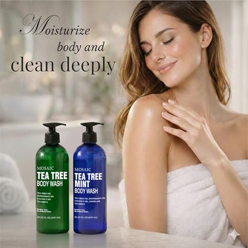 Image of AnatoliaDaphne Tea Tree Body Wash and Shower Gel with Vitamin E for Jock Itch, Eczema, Ringworm, Body Odor, Body Wash Women & Men with Added Body Oils,LARGE 20.2 FL Oz Bottle (Tea Tree, Pack of 2)