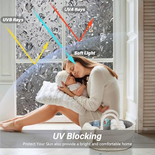 Image of LEMON CLOUD Window Film, Decorative Window Privacy Film, Window Film Privacy Static Cling Frosted, Anti-UV Sun Blocker Heat Control for Home(Grayish Black, 29.5 x 157.4 inches
