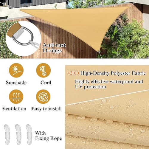 Voile d'ombrage imperméable triangle 4x4x4m grise en polyester anti-UV - 3