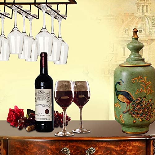 MOCOUM Wine Glasses Rack Under Cabinet Stemware Rack, Wine Glass Hanger Rack Wire Wine Glass Holder Storage Hanger for Cabinet Kitchen Bar (Brown, 4 Rows 1 Pack) - Thumbnail 7