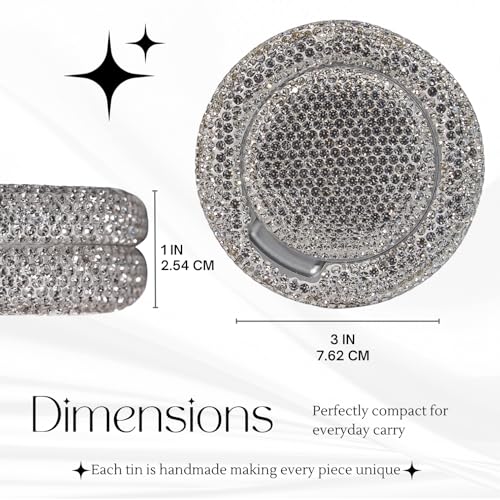 Bedazzled Metal Zyn Can | Divine Dose Rhinestone Metal Pouch Holder | Dual Compartment Aluminum Zyn Storage Tin | Lidden Container Storage Snus Can, Gift for Her (Silver)4
