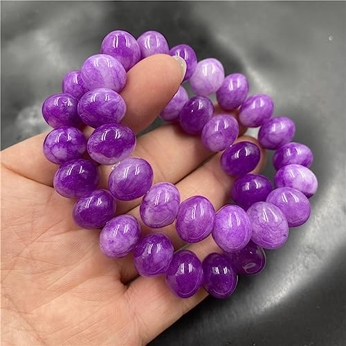 Bijoux de pierre précieuse perlée : bracelet extensible améthyste et jade - 2