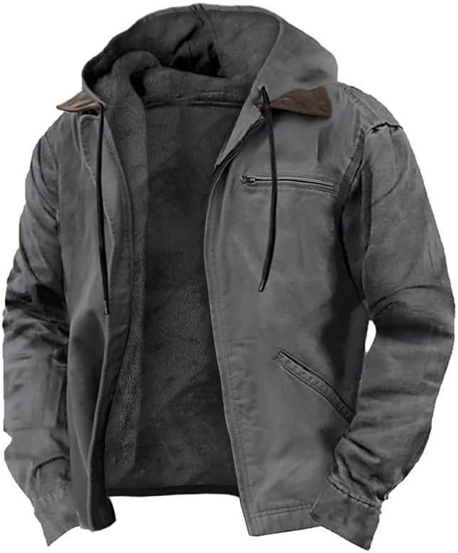 Generic Design Jacket for (Couleur : Grey) (SIZE: L) Mens Winter Casual Padded Jacket Warm Hooded Soft Comfort Coat Thick Jacket Tops