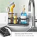 HOKEMOM Sponge Holder for Kitchen Sink with High Brush Holder, [Stay-Dry Anywhere & No Drainage Needed] Rustproof Stainless Steel Kitchen Sink Caddy Organizer with Water Absorbing Stone Tray, Black