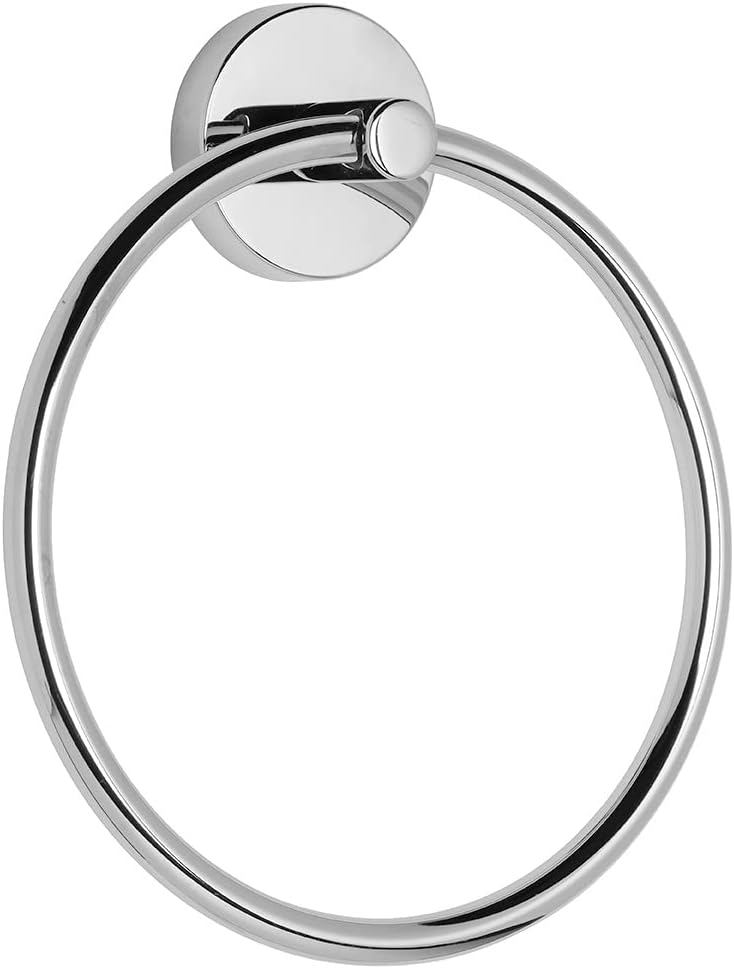 Croydex QM741541 Flexi-Fix Romsey Towel Ring with Zinc Alloy Construction, Chrome, 4.3x18.5x16.5 cm