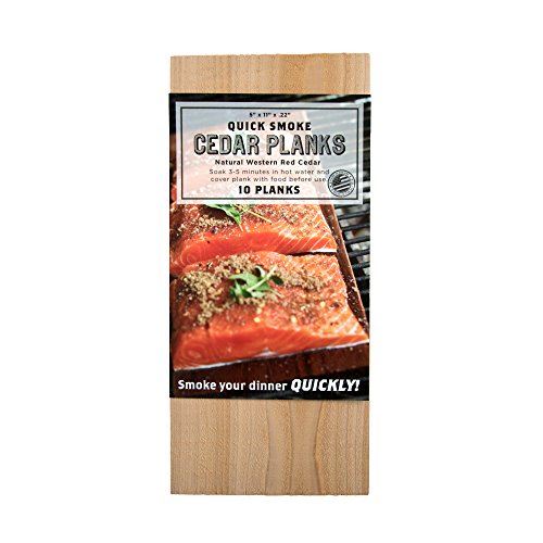 Quick Soak Cedar Grilling Planks - 5x11 10 Pack + Free Recipe eBook