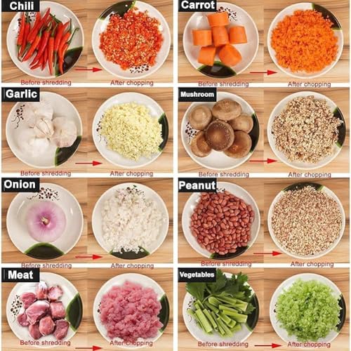 Image of Electric Chopper with Meat Grinder & Veggie Chopper - 300 W Meat Grinder with 4 Bi-Level Blades, Stainless Steel Mincer for Kitchen, Vegetable, Onion, Garlic, Salad, Baby Food, Fruit, Nuts