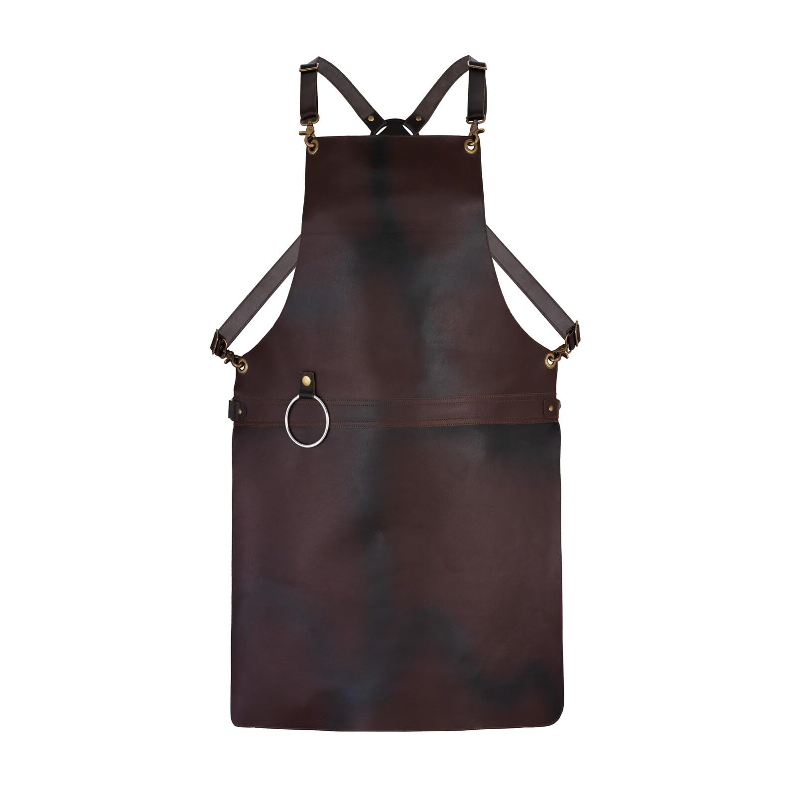Leathershire Dark Brown Full Grain Leather Without Pockets Apron Bbq, Chef, Blacksmith, Butcher, Woodwork Apron (Dark Brown)